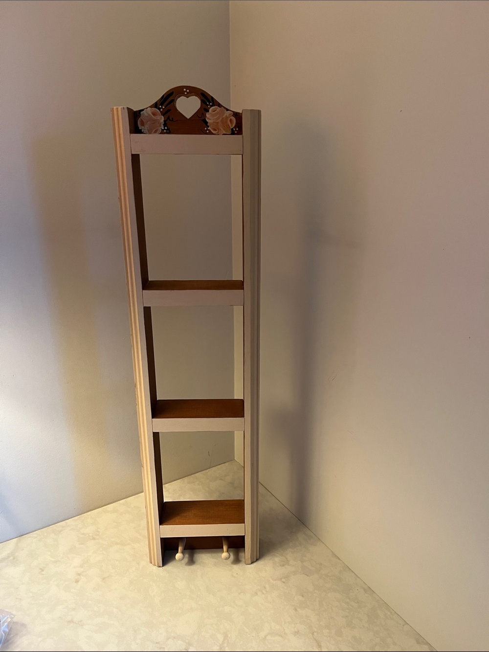 Vintage Wooden Trinket Shelf Rectangle Wood 80’s Display Shelf.  Open back